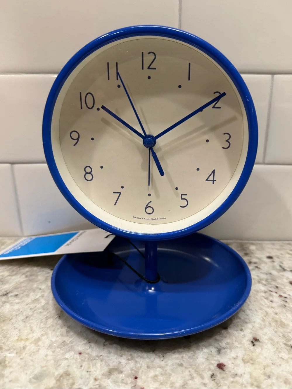 Blue Retro Alarm Clock with Trinket Tray - NWT